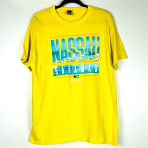Carnival Cruise Lines Nassau Bahamas Souvenir Cotton T Shirt Large Yellow